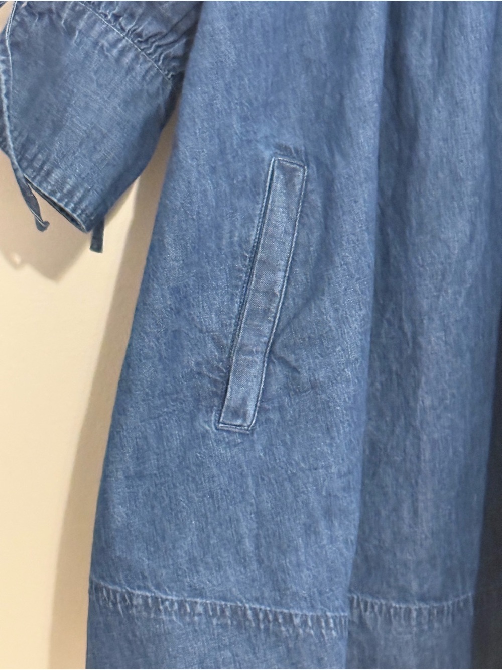 Free People Blue Denim Babydoll Mini Dress Square Neck Smocked Boho Cottagecore - Picture 10 of 13
